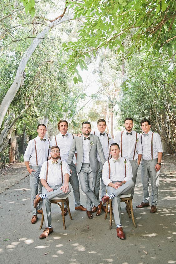 The groom and his groomsmen. Every detail is thought of, even the socks.