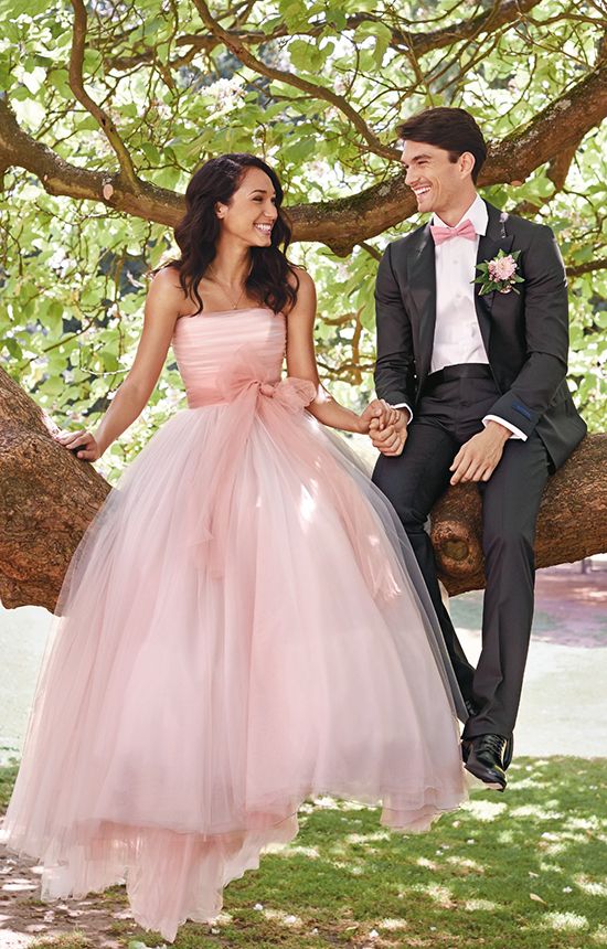 a pink wedding dress